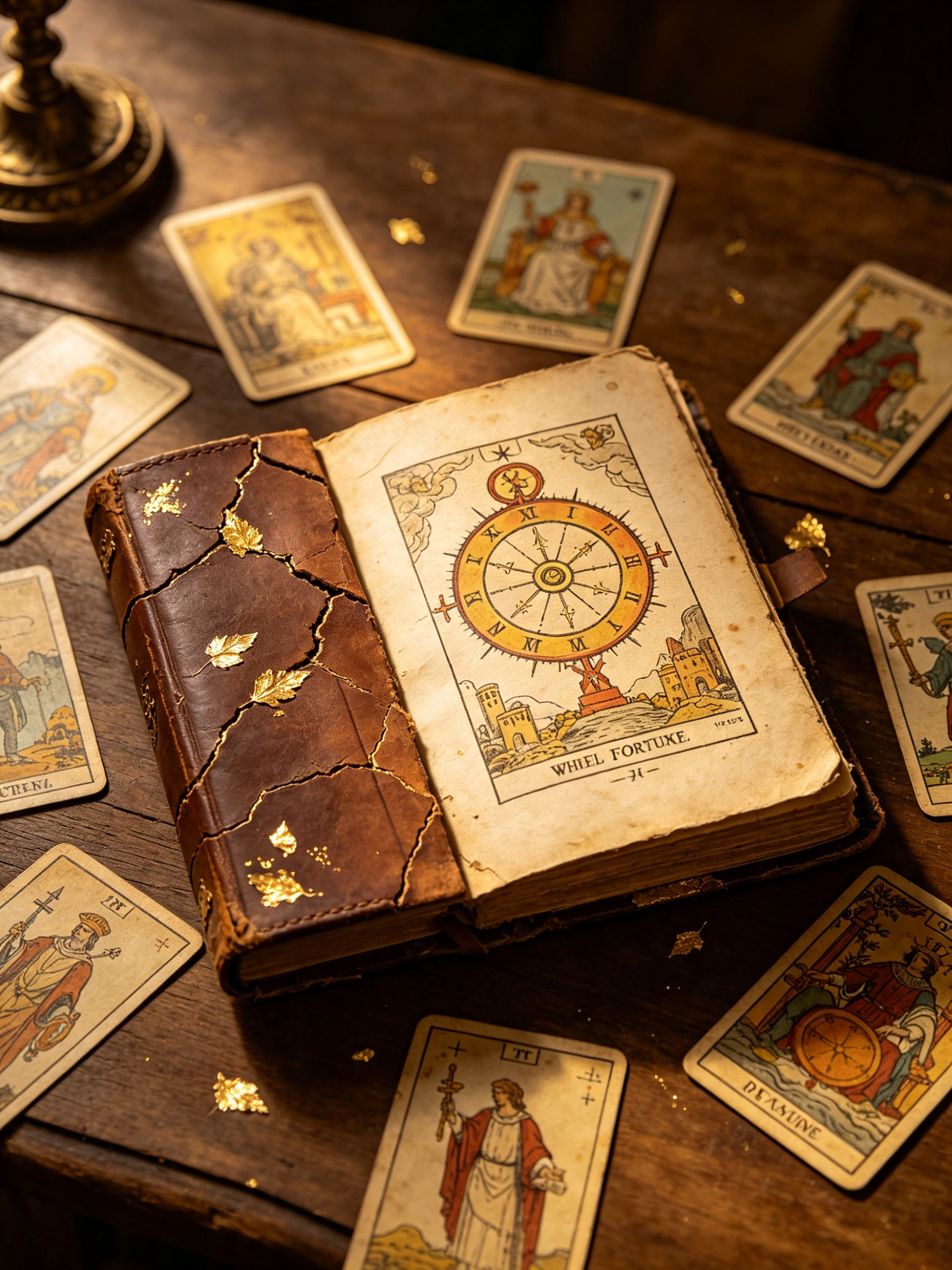 Antique Tarot cards and old manuscripts