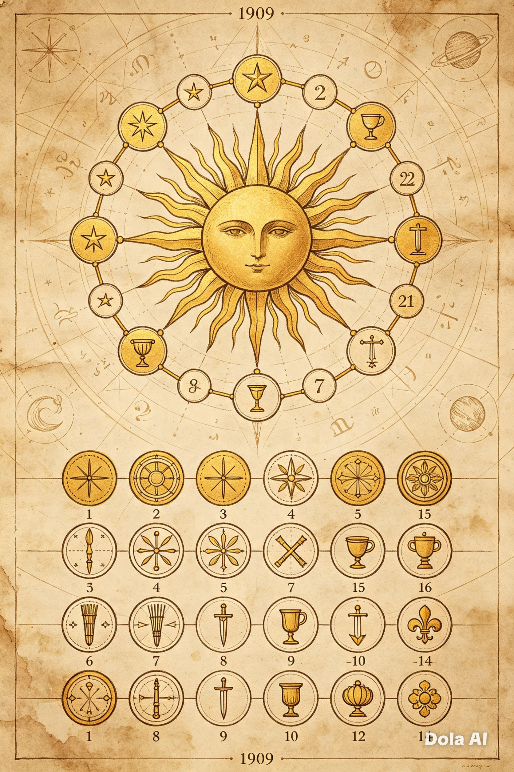 Tarot deck showing Major and Minor Arcana suits